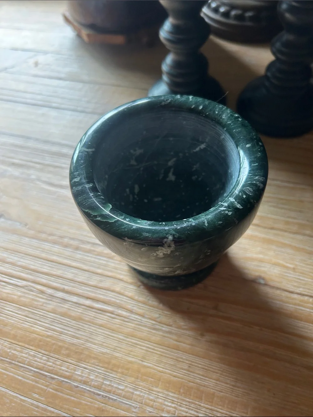 Green Solid Stone Mortar and Pestle